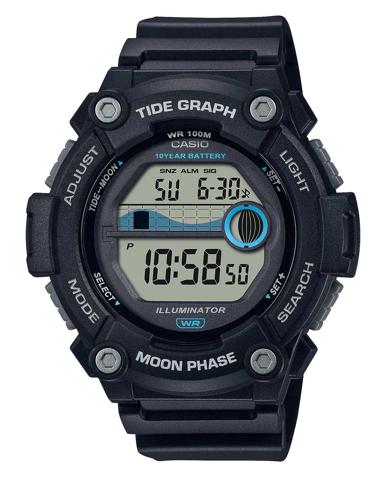 Casio Casio Collection WS-1300H-1A  WS-1300H-1A кварцевые мужские часы серый циферблат, браслет пластик — вид спереди