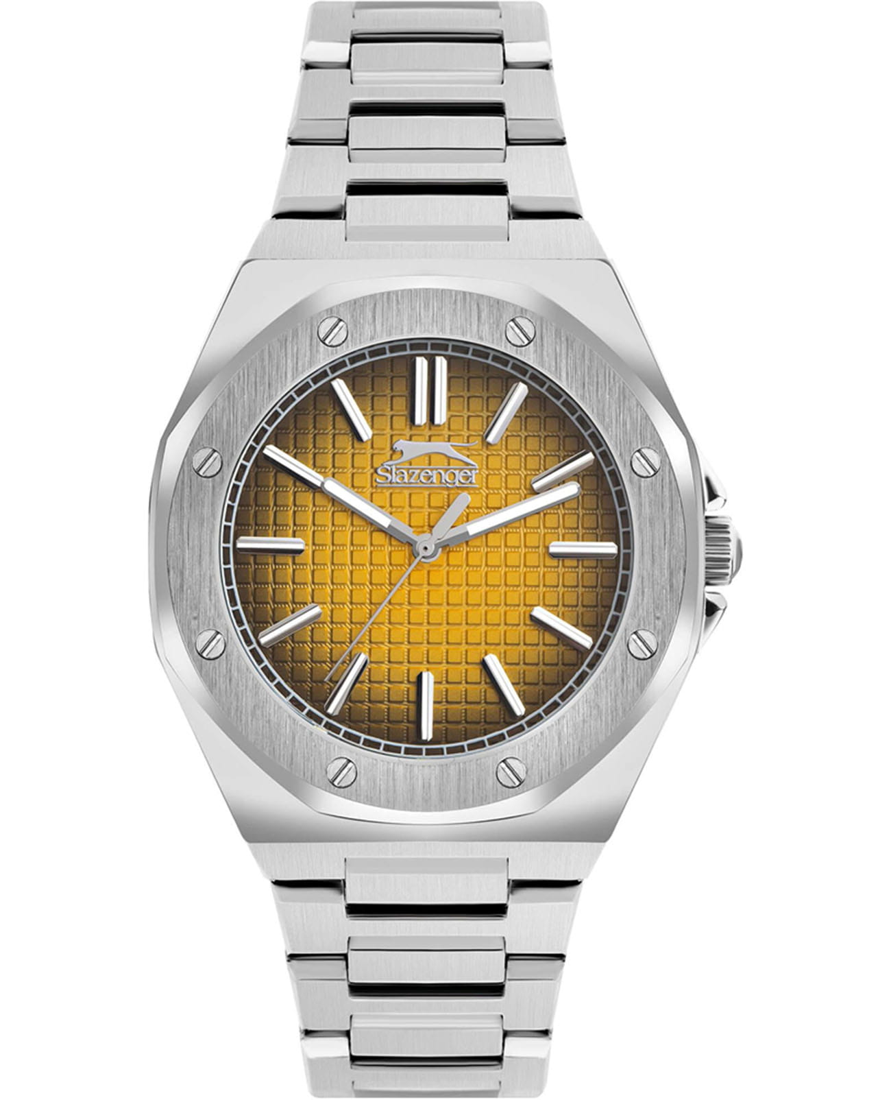 Slazenger Slazenger SL.09.2305.1.03  SL.09.2305.1.03 кварцевые мужские часы желтый циферблат, браслет суперметалл — вид спереди