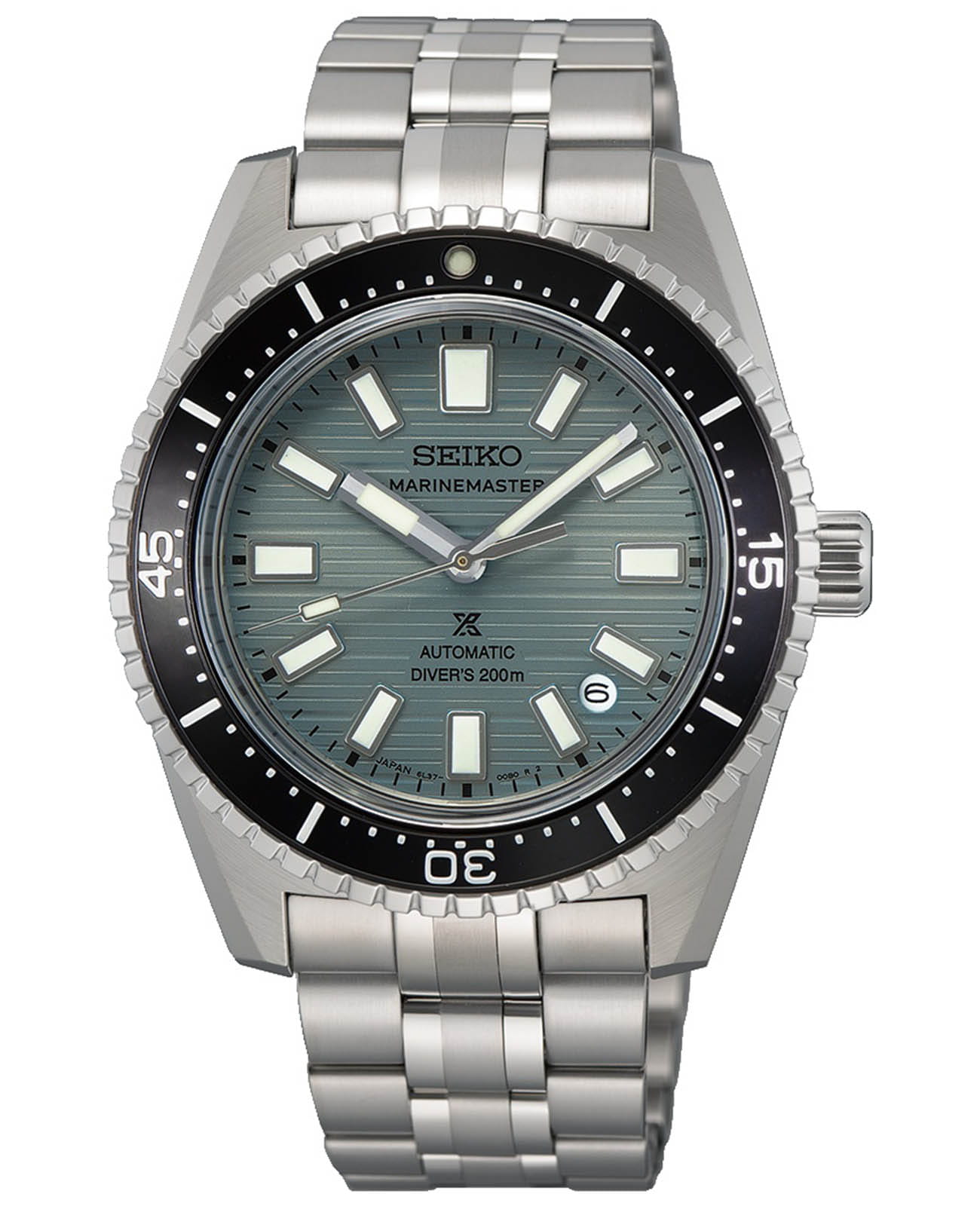 Seiko Seiko Prospex Marinemaster SJE117 Marinemaster SJE117 механические мужские часы зеленый циферблат, браслет нержавеющая сталь — вид спереди