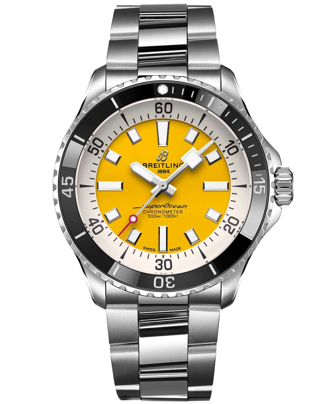 Breitling Breitling Superocean Automatic 42 A17375211I1A1  A17375211I1A1 механические мужские часы желтый циферблат, браслет нержавеющая сталь — вид спереди