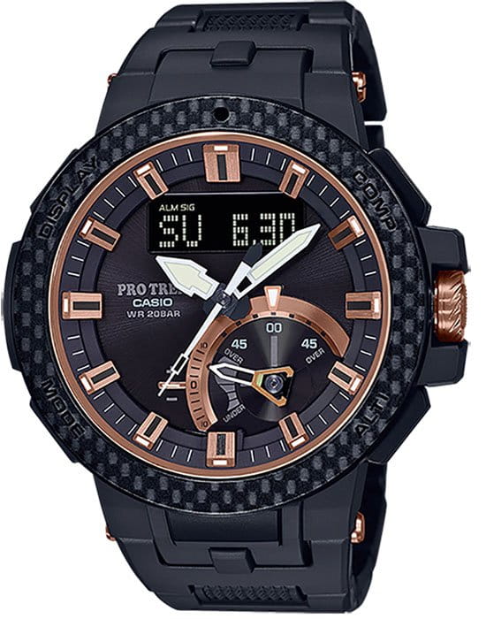 Casio Casio Pro Trek PRW-7000X-1 PRW PRW-7000X-1ER кварцевые мужские часы черный циферблат, браслет сталь + полимер — вид спереди