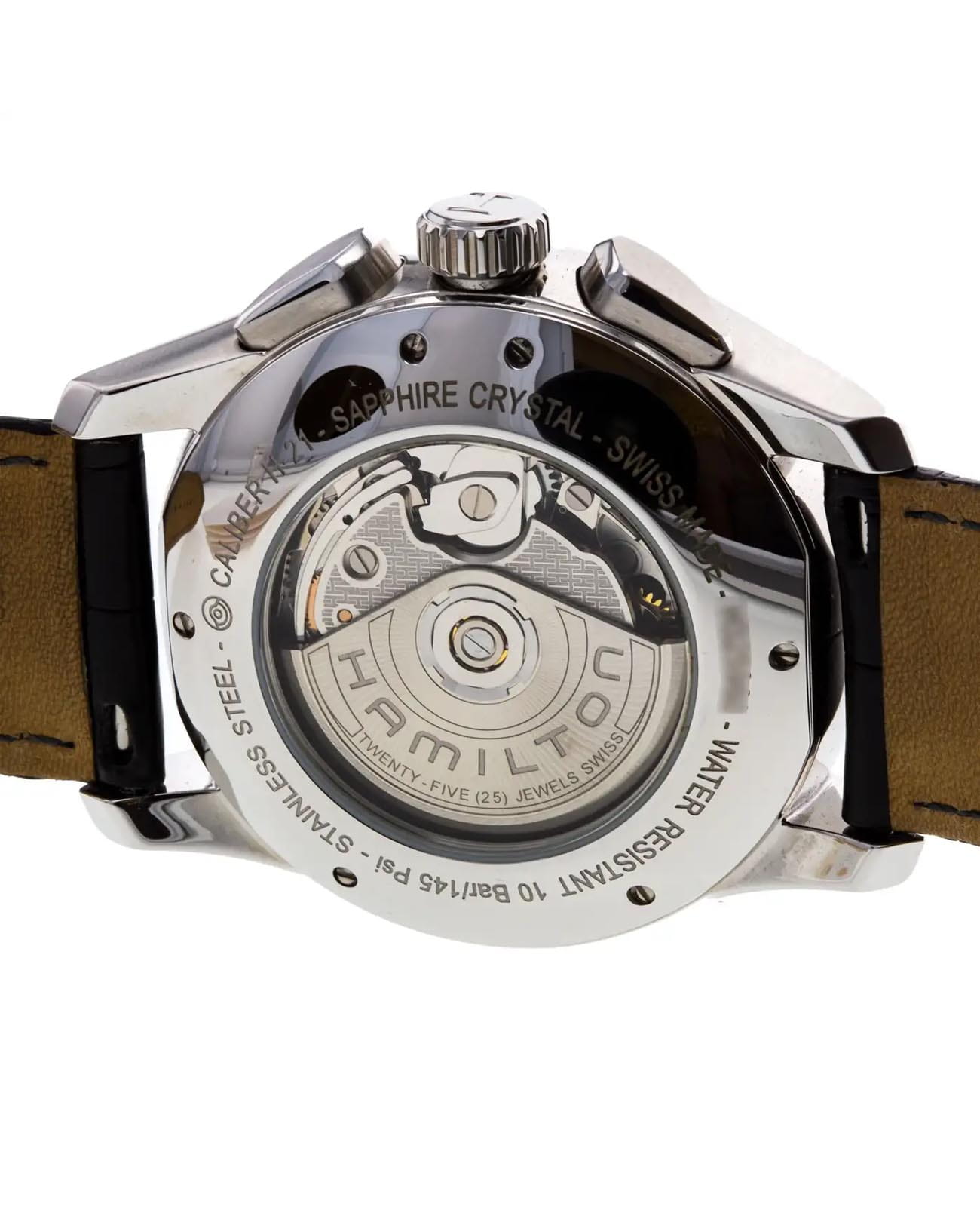 Hamilton Hamilton Jazzmaster Auto Chrono H32596741, jazzmaster швейцария мужские часы на браслете кожаный боковой вид