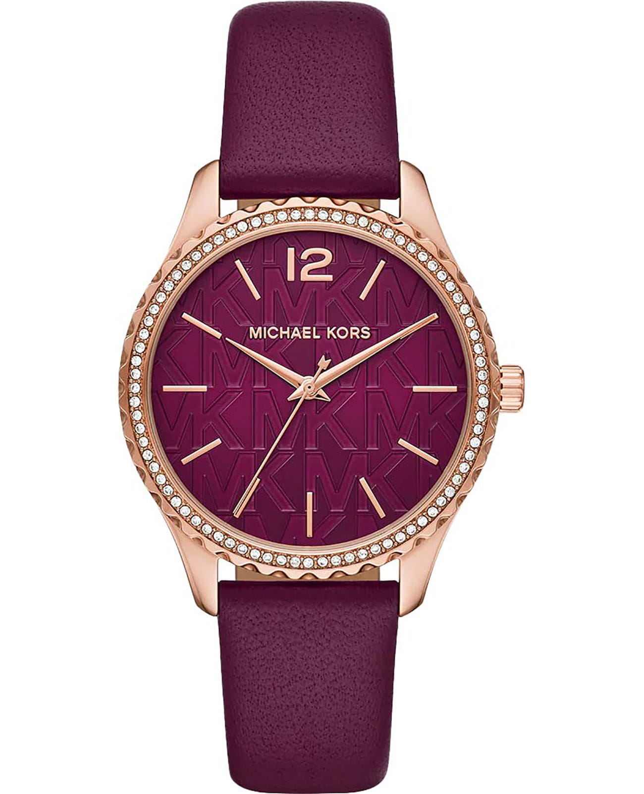 Michael Kors Michael Kors Layton MK2926  MK2926 кварцевые женские часы фиолетовый циферблат, браслет кожаный — вид спереди