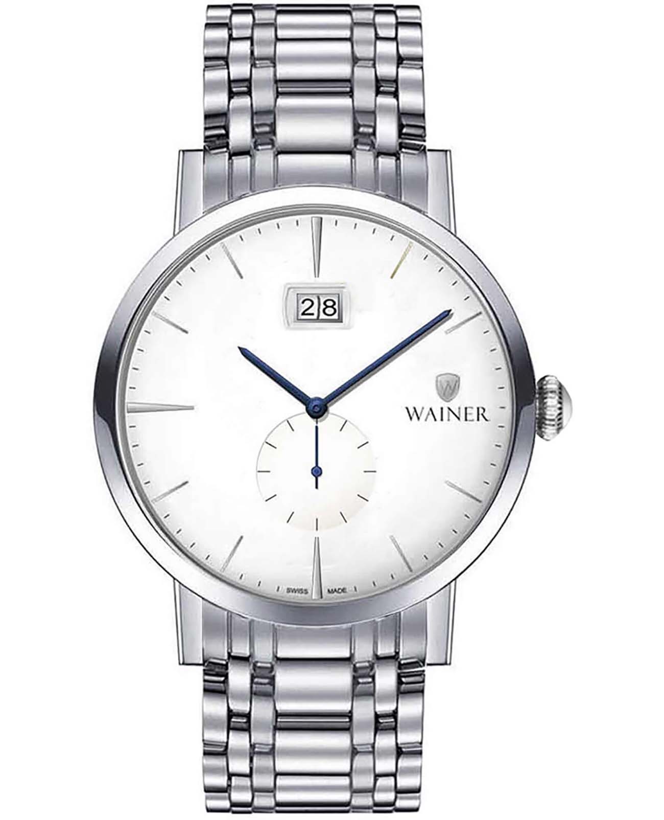 Wainer Wainer WA.01881-E  WA.01881-E кварцевые мужские часы белый циферблат, браслет нержавеющая сталь — вид спереди