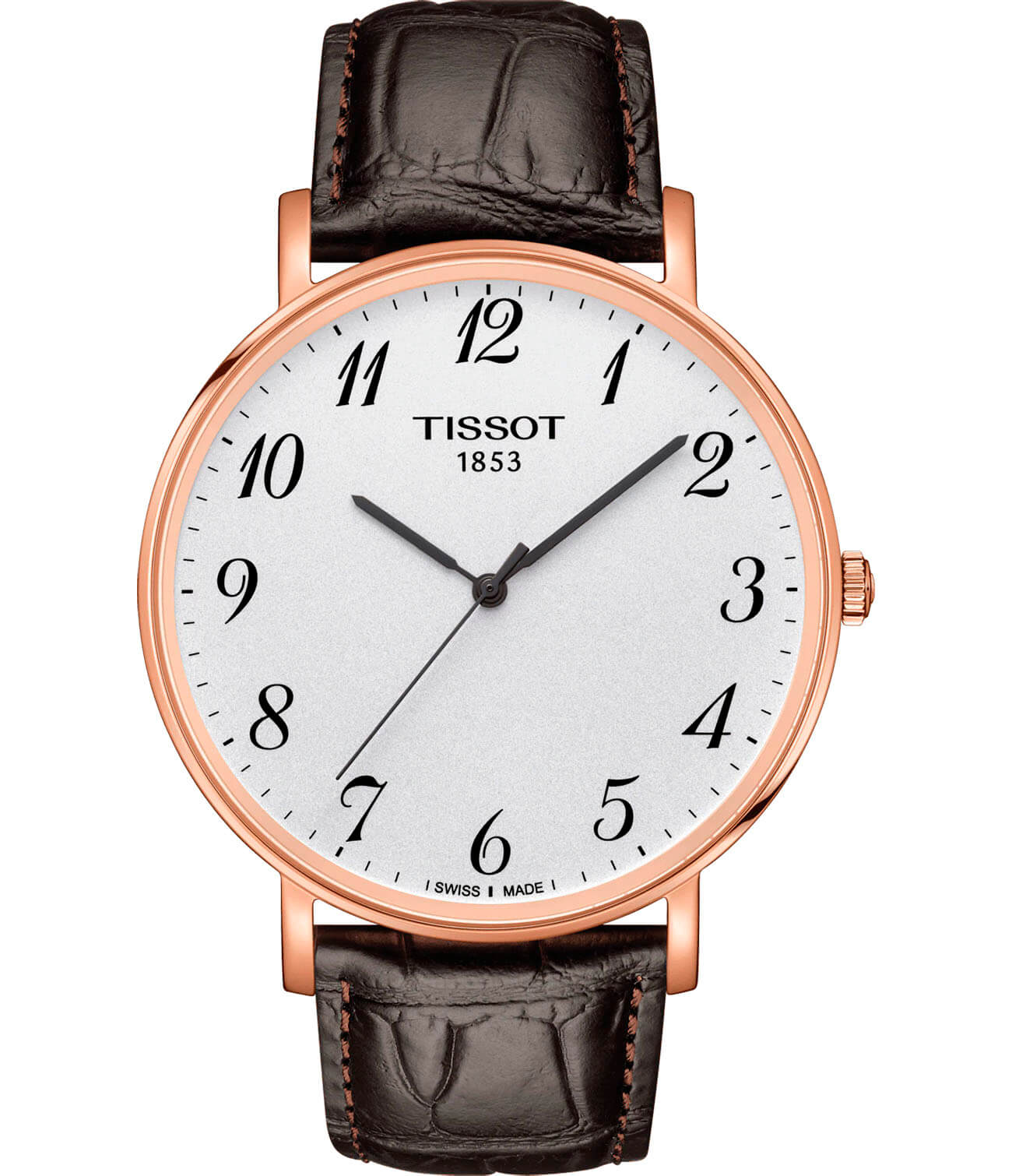 Tissot Tissot Everytime Large T109.610.36.032.00 Everytime T1096103603200 кварцевые мужские часы белый циферблат, браслет кожаный — вид спереди