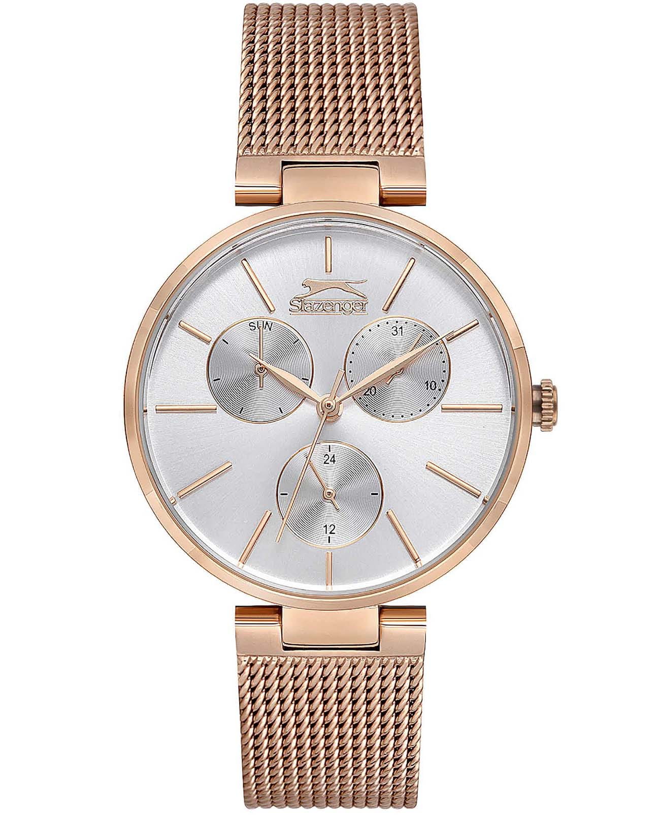 Slazenger Slazenger SL.09.6358.4.02  SL.09.6358.4.02 кварцевые мужские часы белый циферблат, браслет суперметалл с ip покрытием — вид спереди