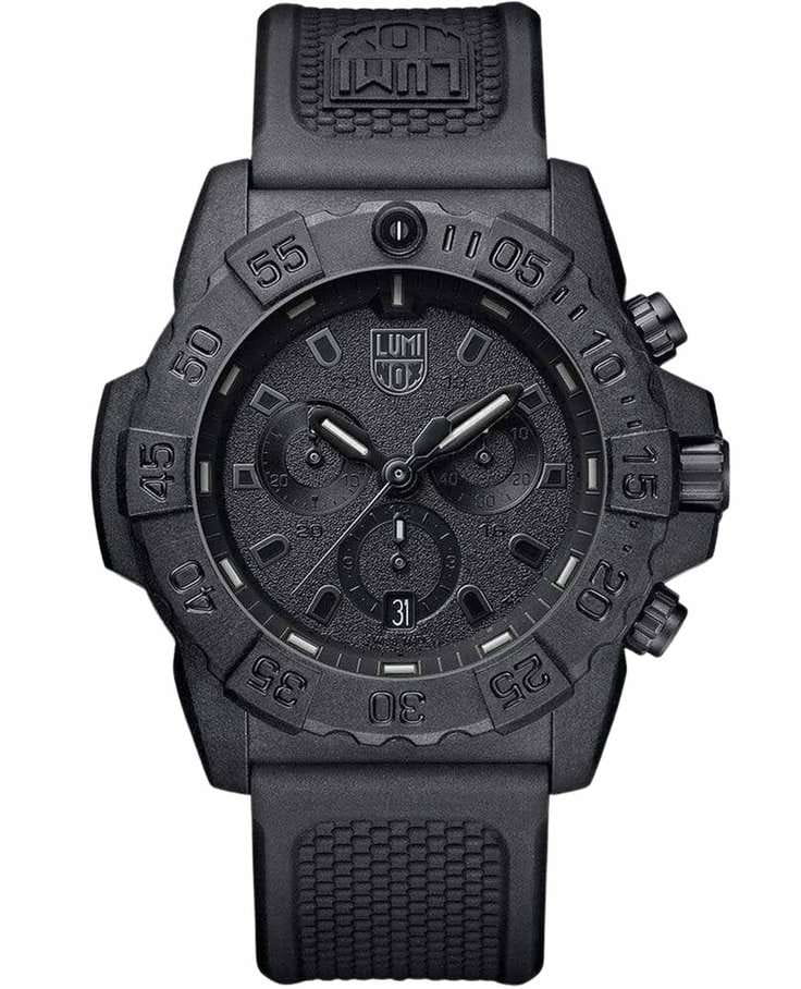 Luminox Luminox Navy SEAL Chronograph 3580 Series XS.3581.BO  XS.3581.BO кварцевые мужские часы черный циферблат, браслет резина — вид спереди