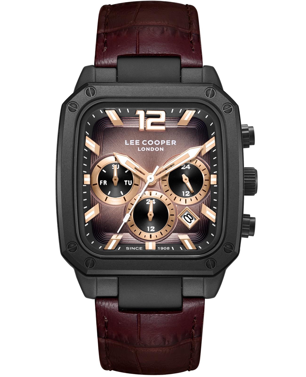 Lee Cooper Lee Cooper LC08184.652  LC08184.652 кварцевые мужские часы цветной циферблат, браслет кожаный — вид спереди