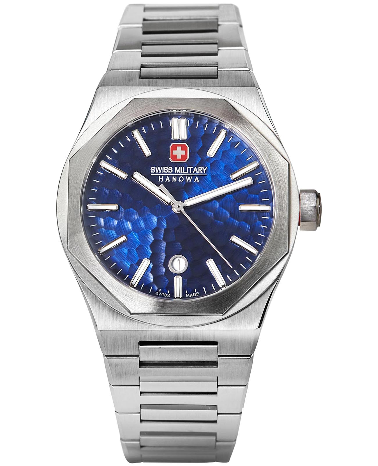 Swiss Military Hanowa Swiss Military Hanowa SMWGH2101905  SMWGH2101905 кварцевые мужские часы синий циферблат, браслет нержавеющая сталь — вид спереди