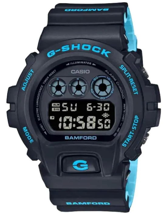 Casio Casio G-Shock DW-6900BWD-1DR лимитированной серии DW-6900BWD-1DR электронные мужские часы черный циферблат, браслет пластик — вид спереди
