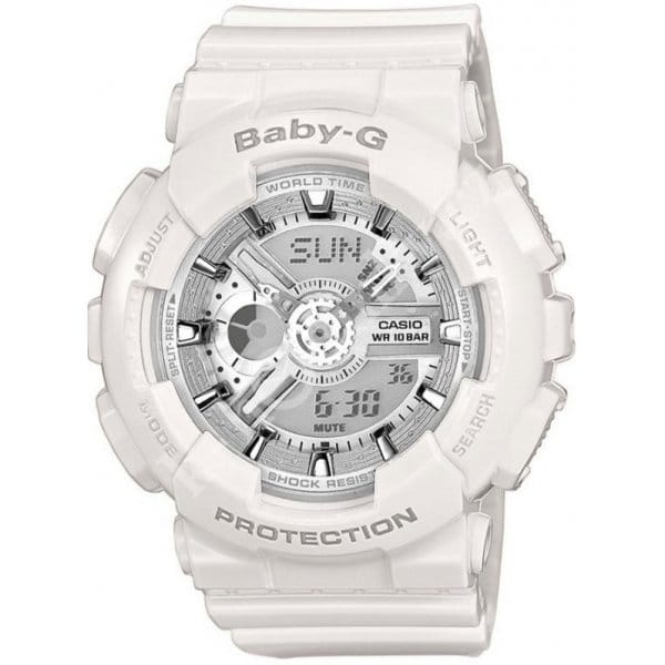 Casio Casio Baby-G BA-110-7A3  BA-110-7A3 кварцевые женские часы серебристый циферблат, браслет пластик — вид спереди
