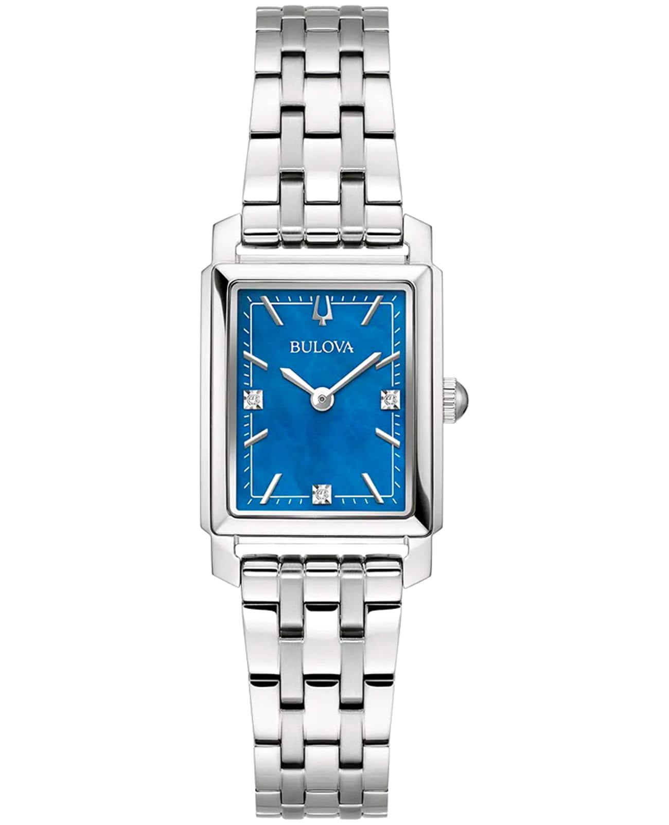 Bulova Bulova Sutton 96P245  96P245 кварцевые женские часы синий циферблат, браслет нержавеющая сталь — вид спереди