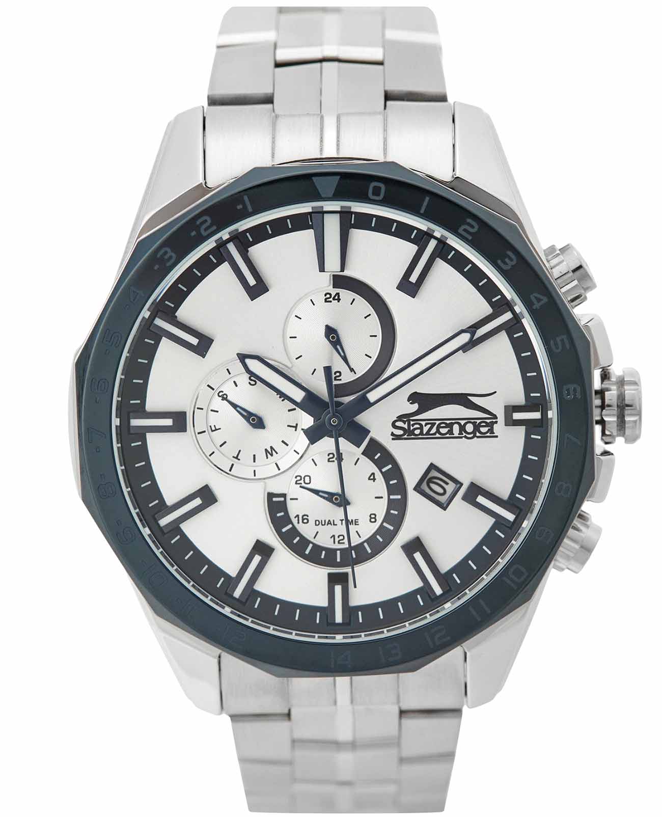 Slazenger Slazenger SL.09.2259.2.03  SL.09.2259.2.03 кварцевые мужские часы серебристый циферблат, браслет суперметалл — вид спереди