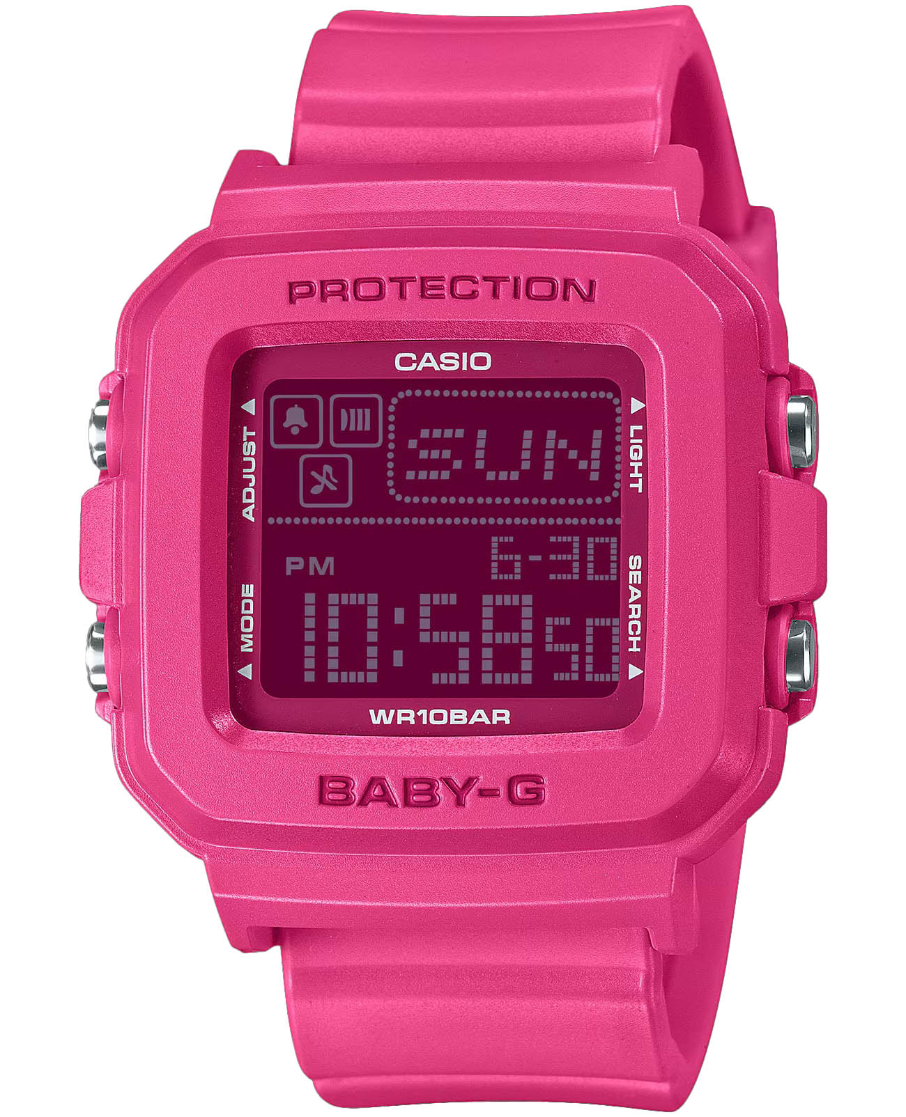 Casio Casio Baby-G BGD-10K-4DR (BGD-10K-4)  BGD-10K-4 электронные женские часы розовый циферблат, браслет пластик — вид спереди