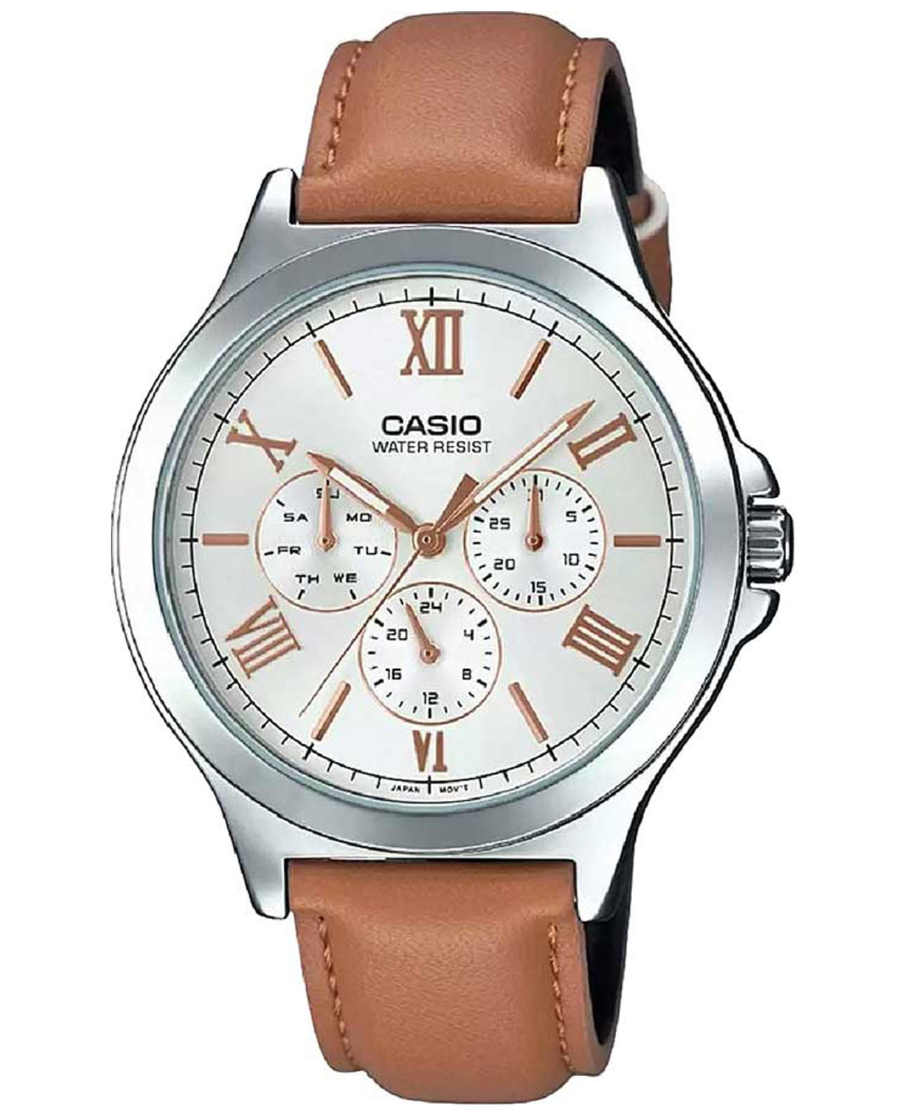 Casio Casio Collection MTP-V300L-7A2  MTP-V300L-7A2 кварцевые мужские часы белый циферблат, браслет кожаный — вид спереди
