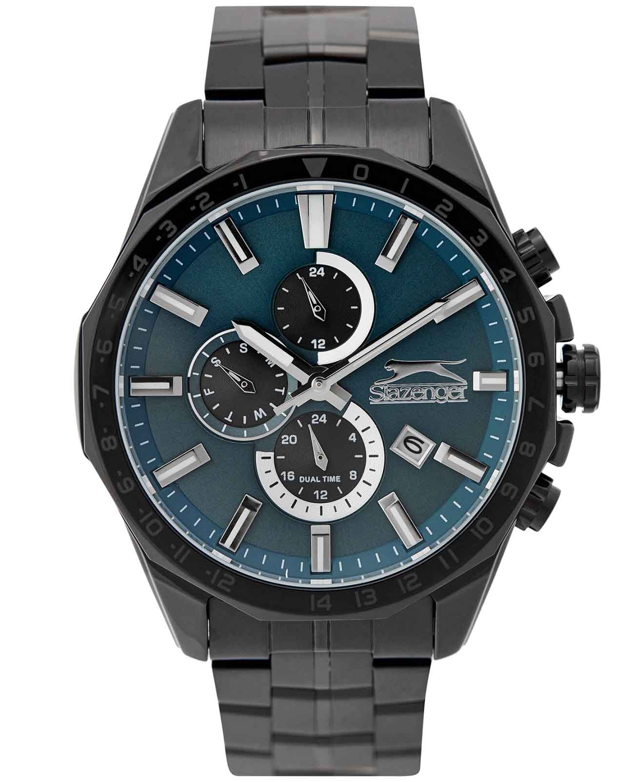 Slazenger Slazenger SL.09.2259.2.02  SL.09.2259.2.02 кварцевые мужские часы синий циферблат, браслет суперметалл с ip покрытием — вид спереди
