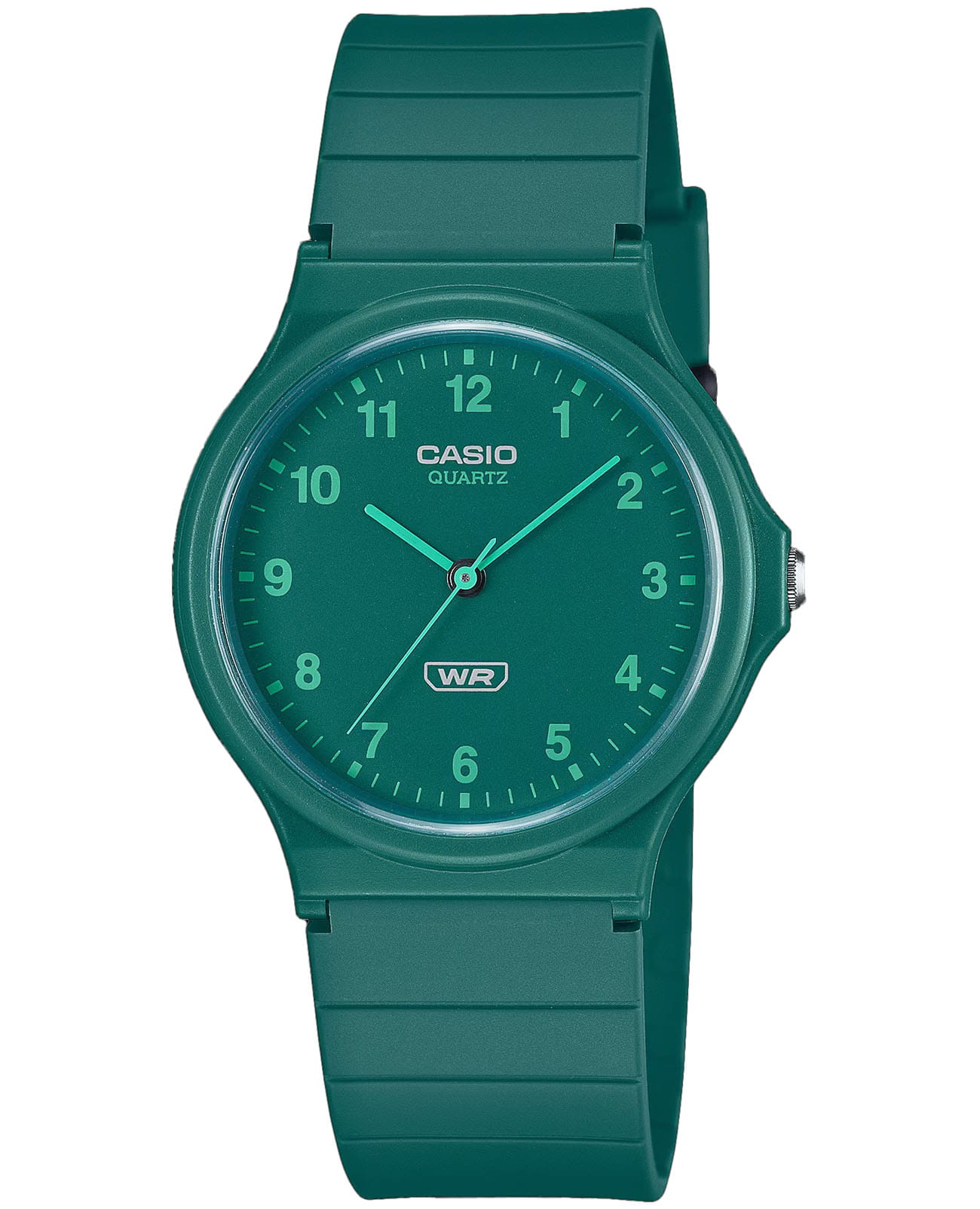 Casio Casio Collection MQ-24B-3B  MQ-24B-3B кварцевые женские часы зеленый циферблат, браслет пластик — вид спереди