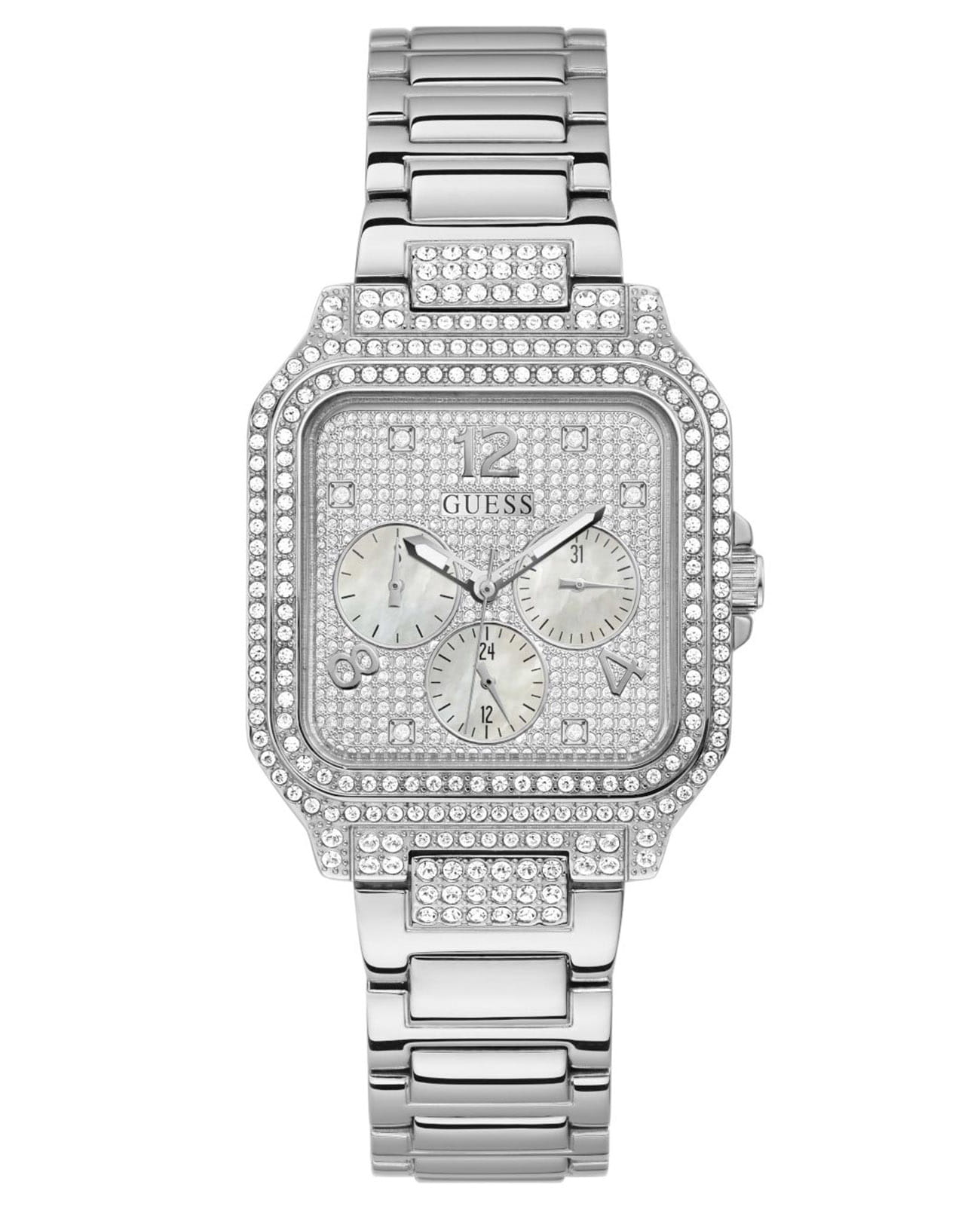 Guess Guess Dress Steel GW0472L1  GW0472L1 кварцевые женские часы серебристый циферблат, браслет нержавеющая сталь — вид спереди