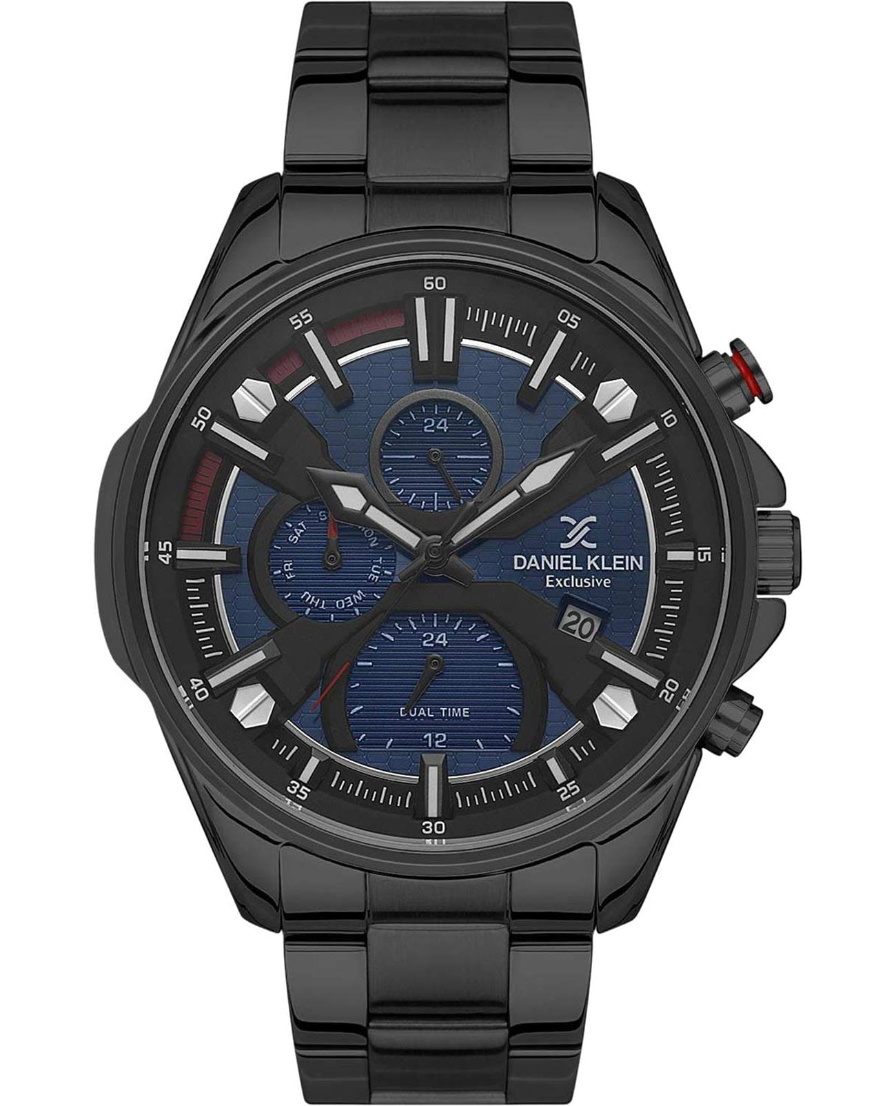 Daniel Klein Daniel Klein Exclusive DK.1.13387-12  DK.1.13387-12 кварцевые мужские часы синий циферблат, браслет нержавеющая сталь с ip-покрытием — вид спереди