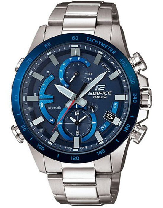 Casio Casio Edifice EQB-900DB-2A EQB EQB-900DB-2A кварцевые мужские часы синий циферблат, браслет карбон + полимер — вид спереди