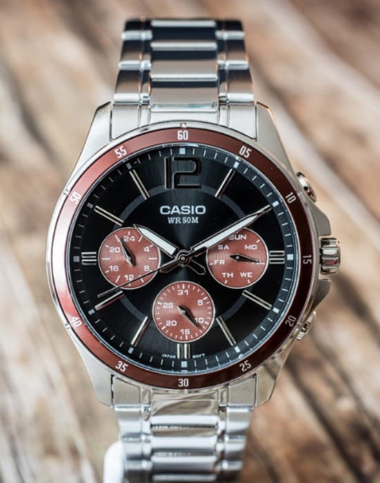 Casio Casio Collection MTP-1374D-5AVDF(MTP-1374D-5A) кварцевые мужские часы часы крупный план черный циферблата