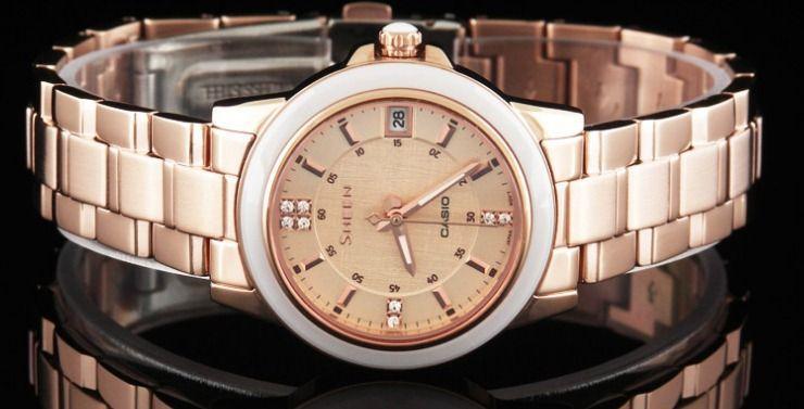Casio Casio Sheen SHE-4512PG-9A , наручные женские часы фото под углом