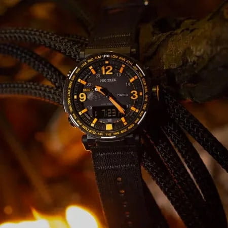 Casio Casio Pro Trek PRG-600YB-1, pro trek япония мужские часы на браслете тканевый боковой вид