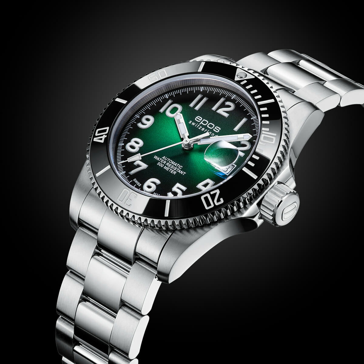 Epos Epos Diver 3504.131.80.33.90,  швейцария мужские часы на браслете титановый боковой вид