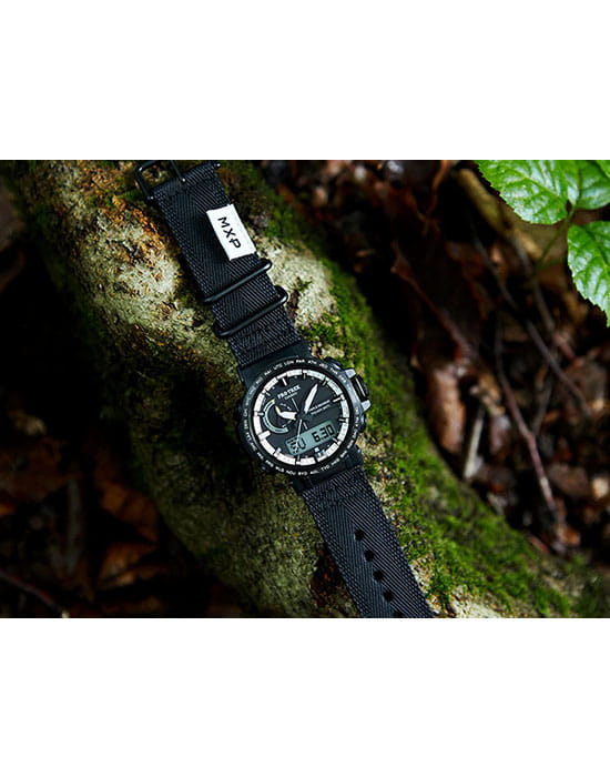 Casio Casio Pro Trek PRW-60YBM-1A, pro trek япония мужские часы на браслете тканевый боковой вид