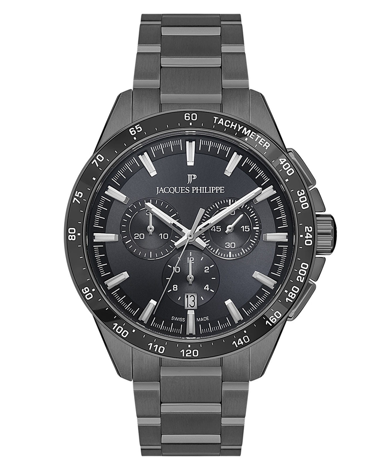 Jacques Philippe Jacques Philippe Magnificus JPQGC258347  JPQGC258347 кварцевые мужские часы черный циферблат, браслет нержавеющая сталь с ip-покрытием — вид спереди