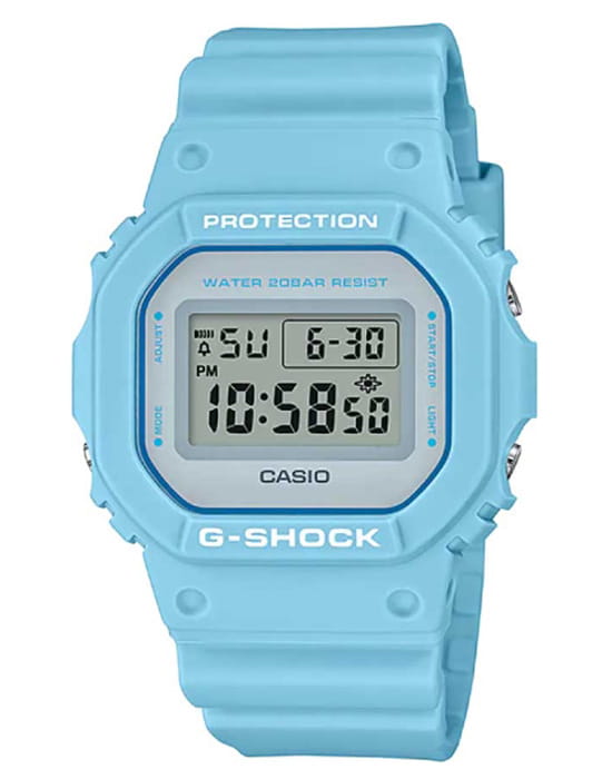 Casio Casio G-Shock DW-5600SC-2 DW-5600 DW-5600SC-2 электронные женские часы серый циферблат, браслет пластик — вид спереди