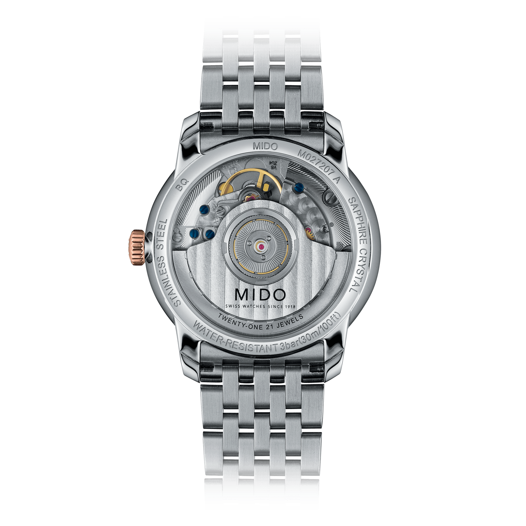 Оригинальные часы Mido Mido Baroncelli M027.207.22.010.00 механические калибр механизма eta 2892-a2 общий вид