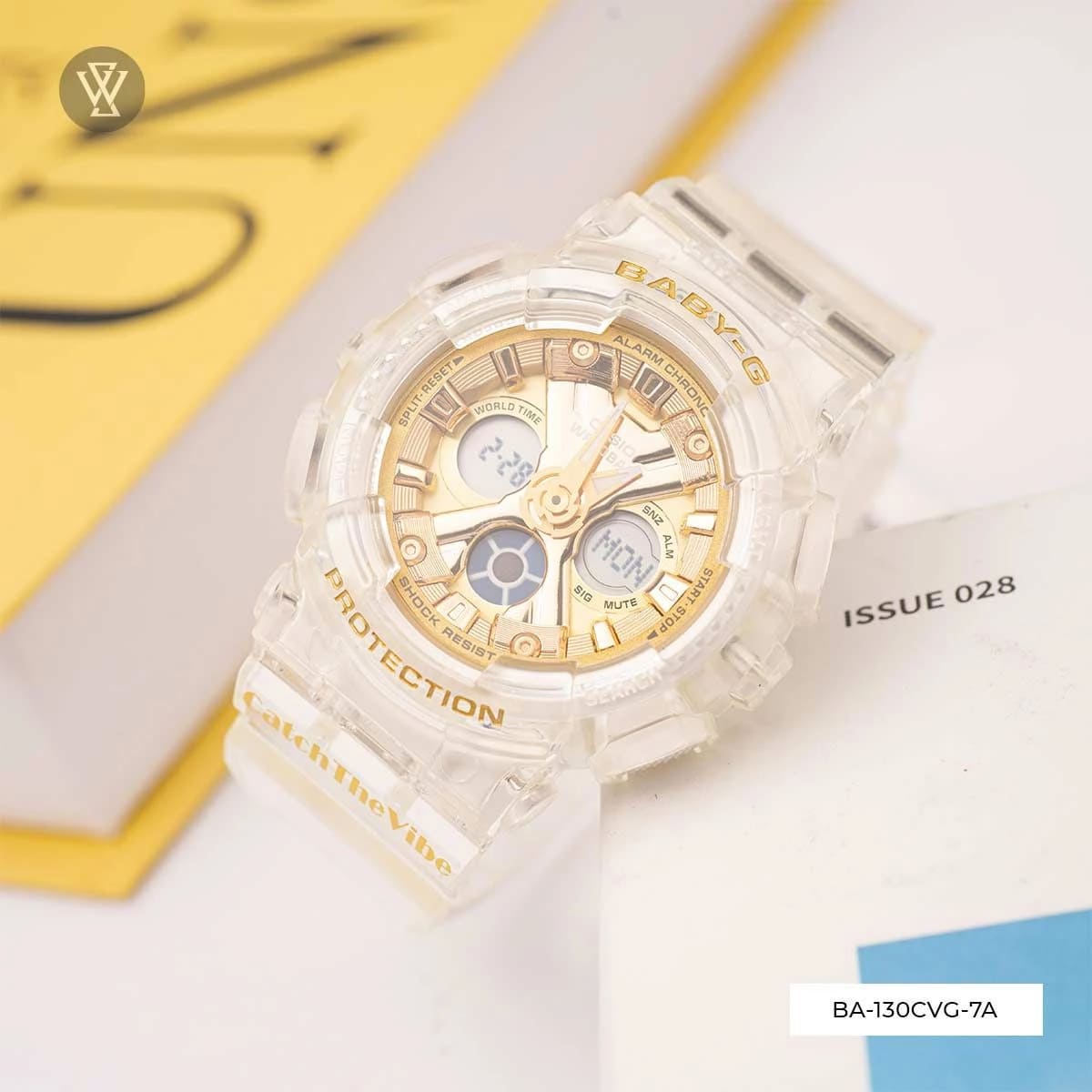 Casio Casio Baby-G BA-130CVG-7A кварцевые женские часы часы крупный план золотой циферблата