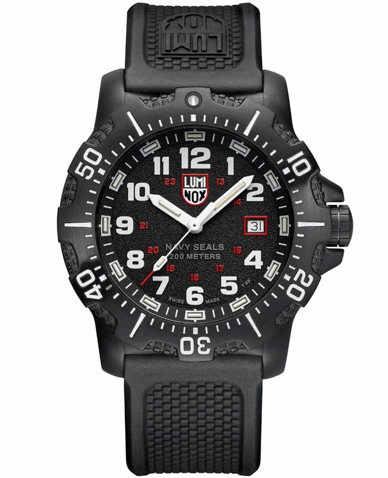 Luminox Luminox Navy SEAL XS.4231.SET  XS.4231.SET кварцевые мужские часы черный циферблат, браслет каучук — вид спереди