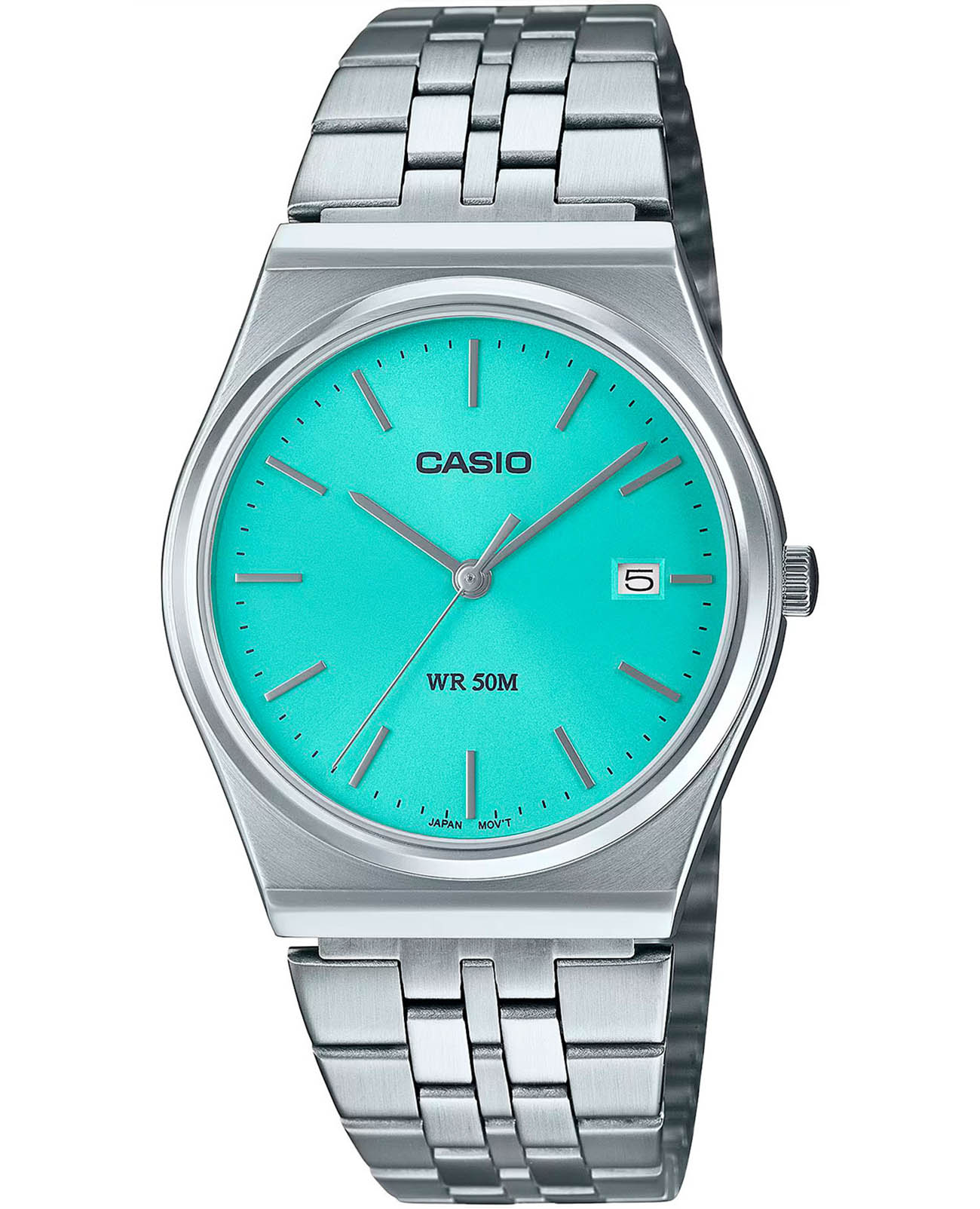 Casio Casio Collection MTP-B145D-2A1VEF  MTP-B145D-2A1VEF кварцевые мужские часы бирюзовый циферблат, браслет нержавеющая сталь — вид спереди
