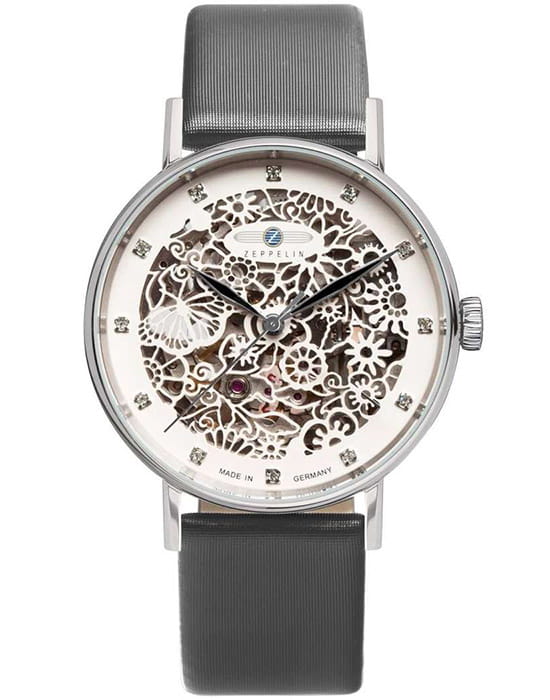 Zeppelin Zeppelin Princess of the Sky 74611  74611 механические женские часы белый циферблат, браслет кожаный — вид спереди