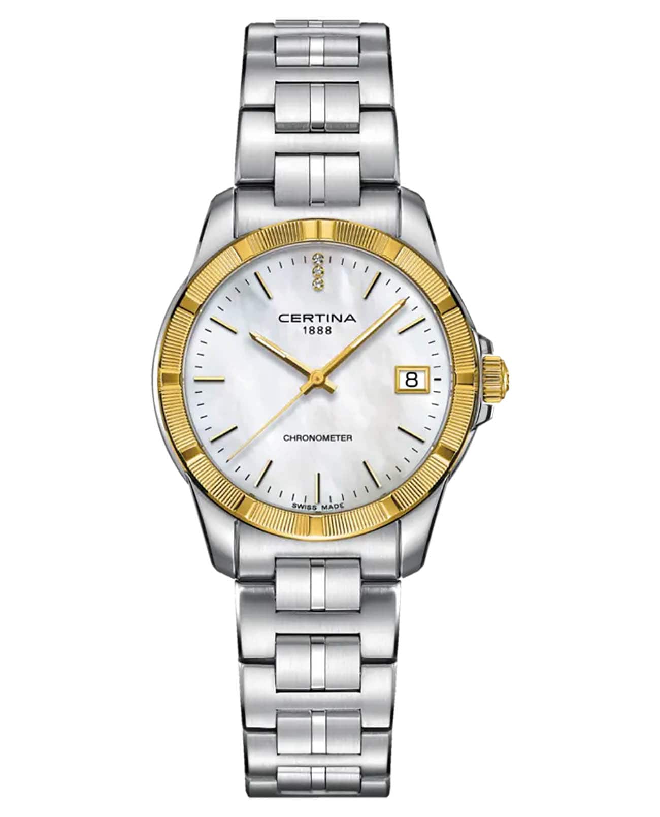 Certina Certina DS Jubile C902.251.41.016.00  C9022514101600 кварцевые женские часы белый циферблат, браслет нержавеющая сталь — вид спереди