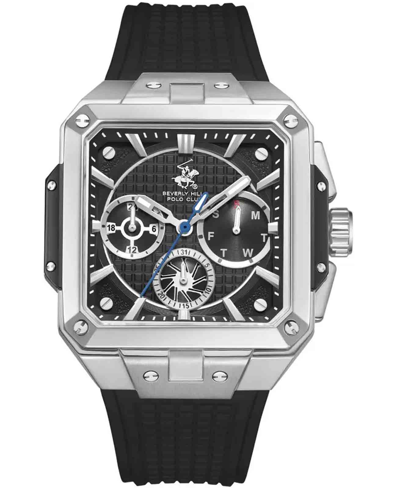 Beverly Hills Polo Club Beverly Hills Polo Club BP3742X.351  BP3742X.351 кварцевые мужские часы черный циферблат, браслет каучук — вид спереди