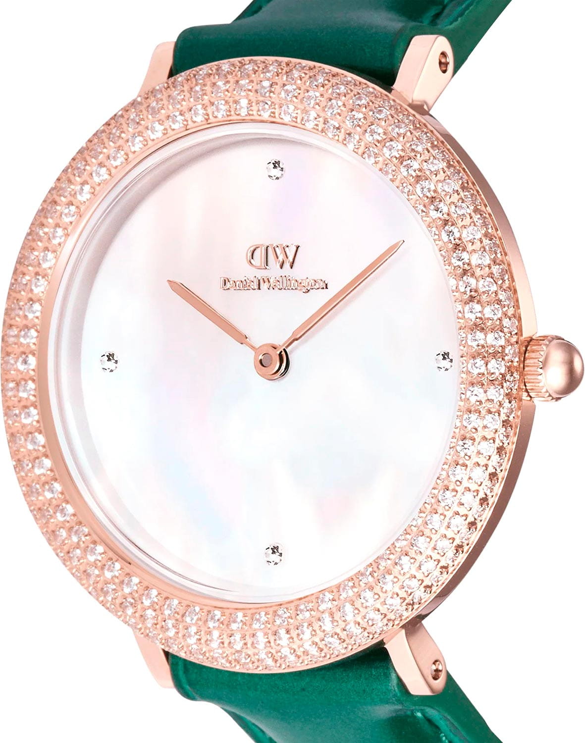 Daniel Wellington Daniel Wellington Crystalline Bezel Green Croc Rose Gold DW00100826 , наручные женские часы фото под углом