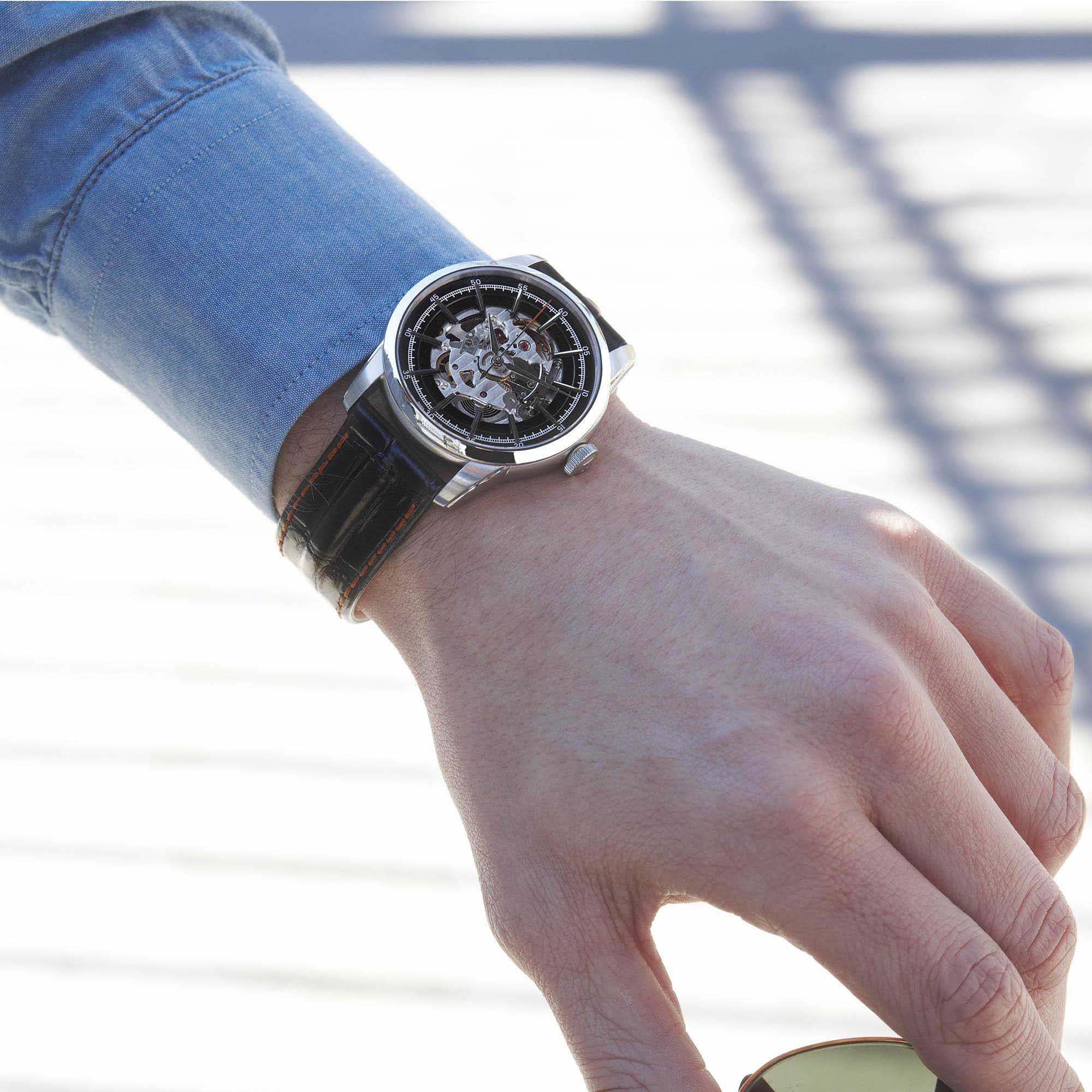 Hamilton Hamilton American Classic RailRoad Skeleton Auto H40655731 , наручные мужские часы фото под углом