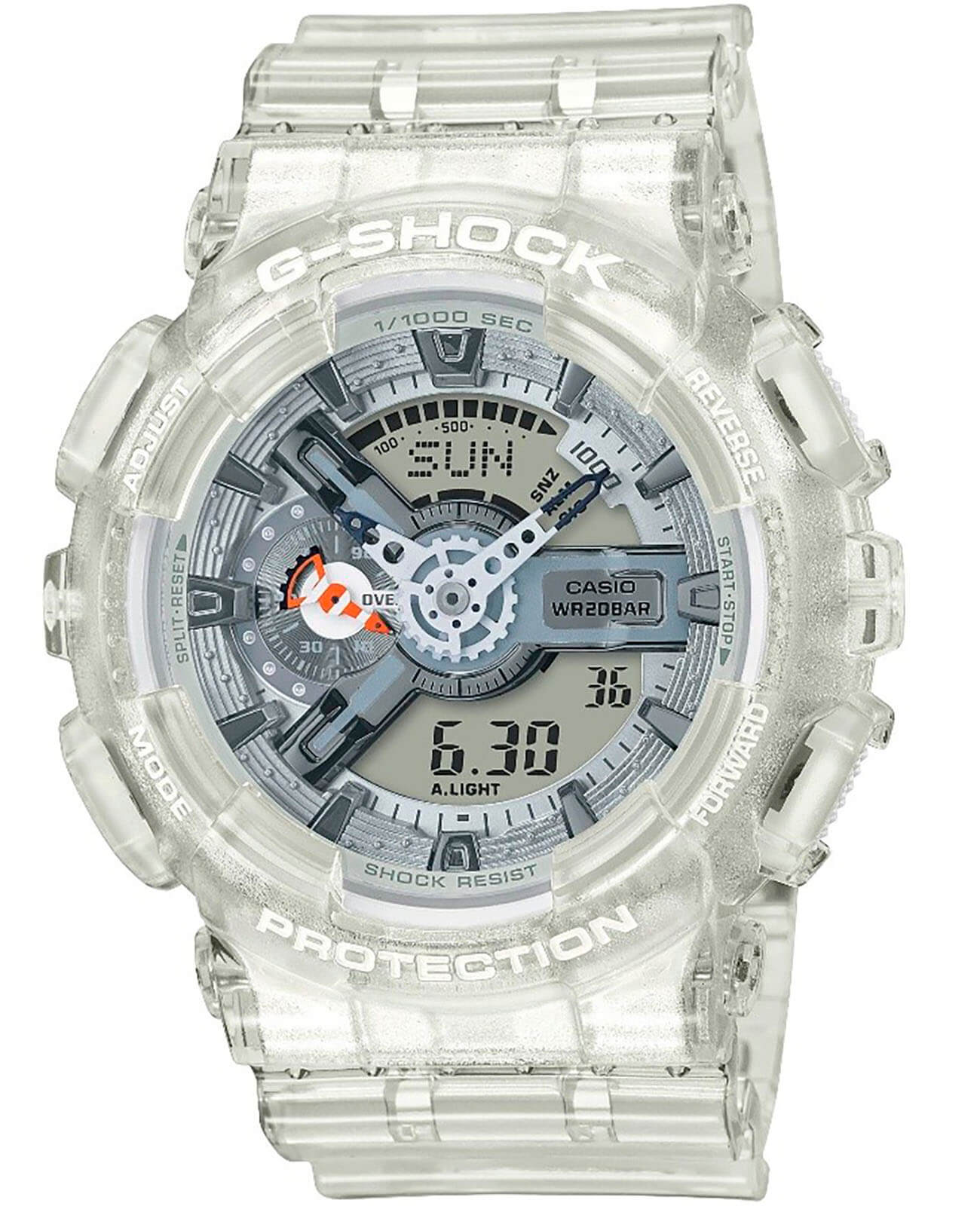 Casio Casio G-Shock GA-110CR-7AER GA-110 GA-110CR-7A электронные мужские часы серый циферблат, браслет пластик — вид спереди