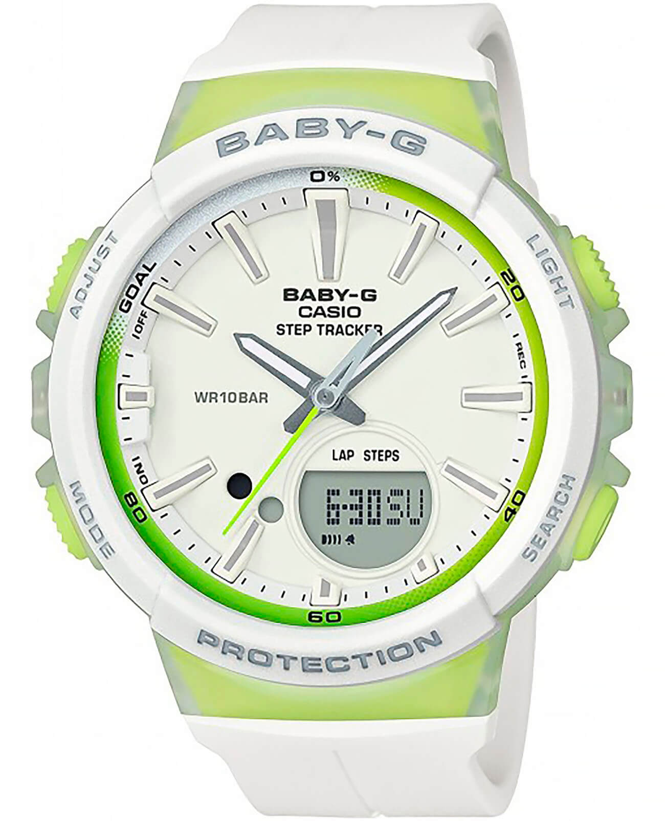 Casio Casio Baby-G BGS-100-7A2  BGS-100-7A2 кварцевые женские часы белый циферблат, браслет полимер — вид спереди