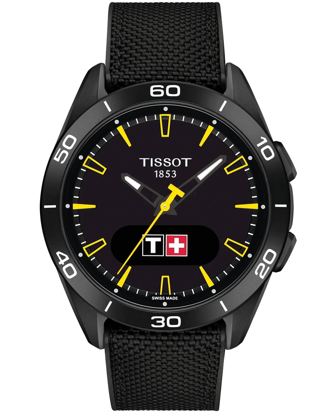 Tissot Tissot T-Touch Connect Sport Jungfraubahn Т153.420.47.051.06 T Touch Т1534204705106 кварцевые мужские часы черный циферблат, браслет тканевый — вид спереди