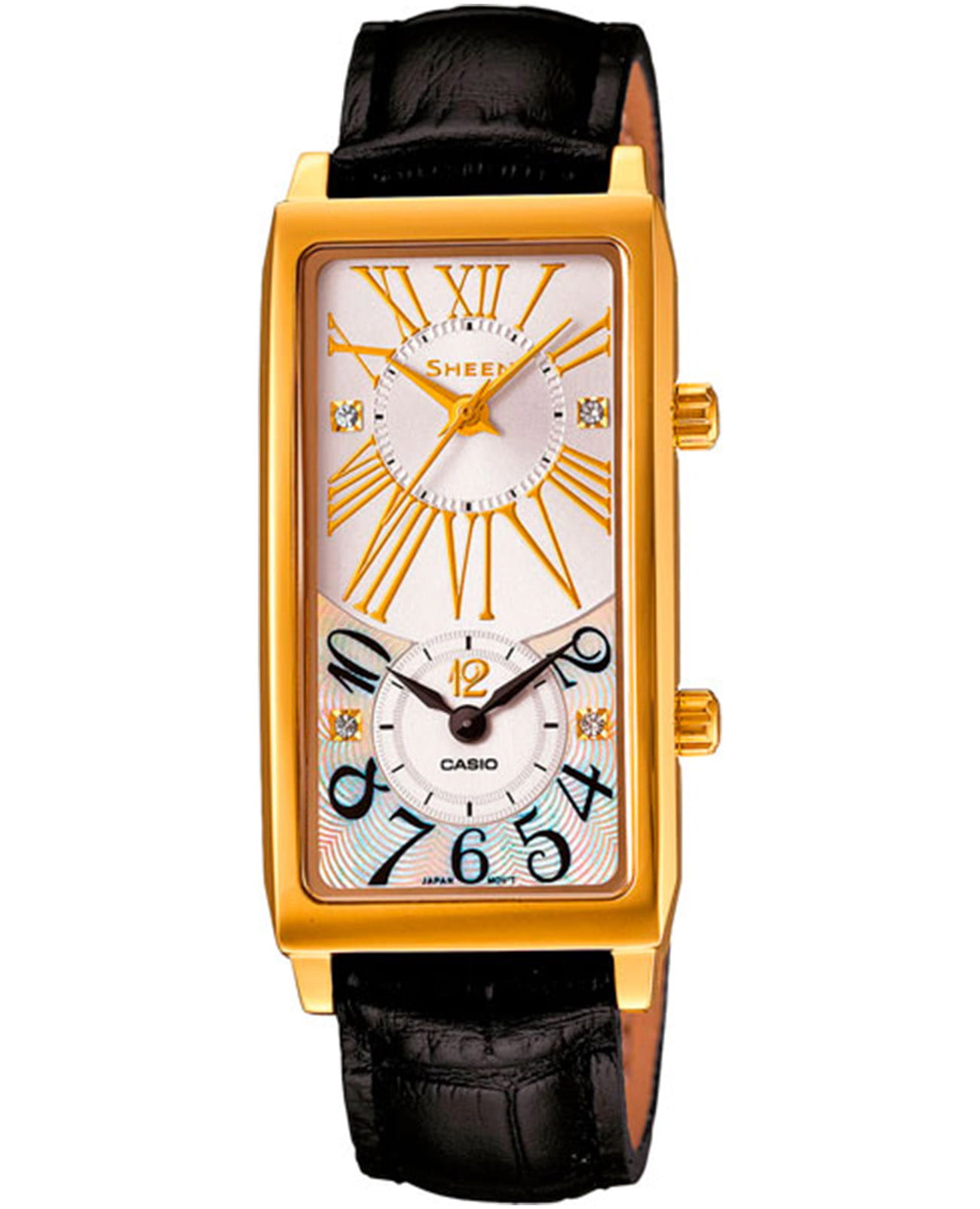 Casio Casio Sheen SHE-4035GL-7AUDR  SHE-4035GL-7AUDR кварцевые женские часы цветной циферблат, браслет кожаный — вид спереди