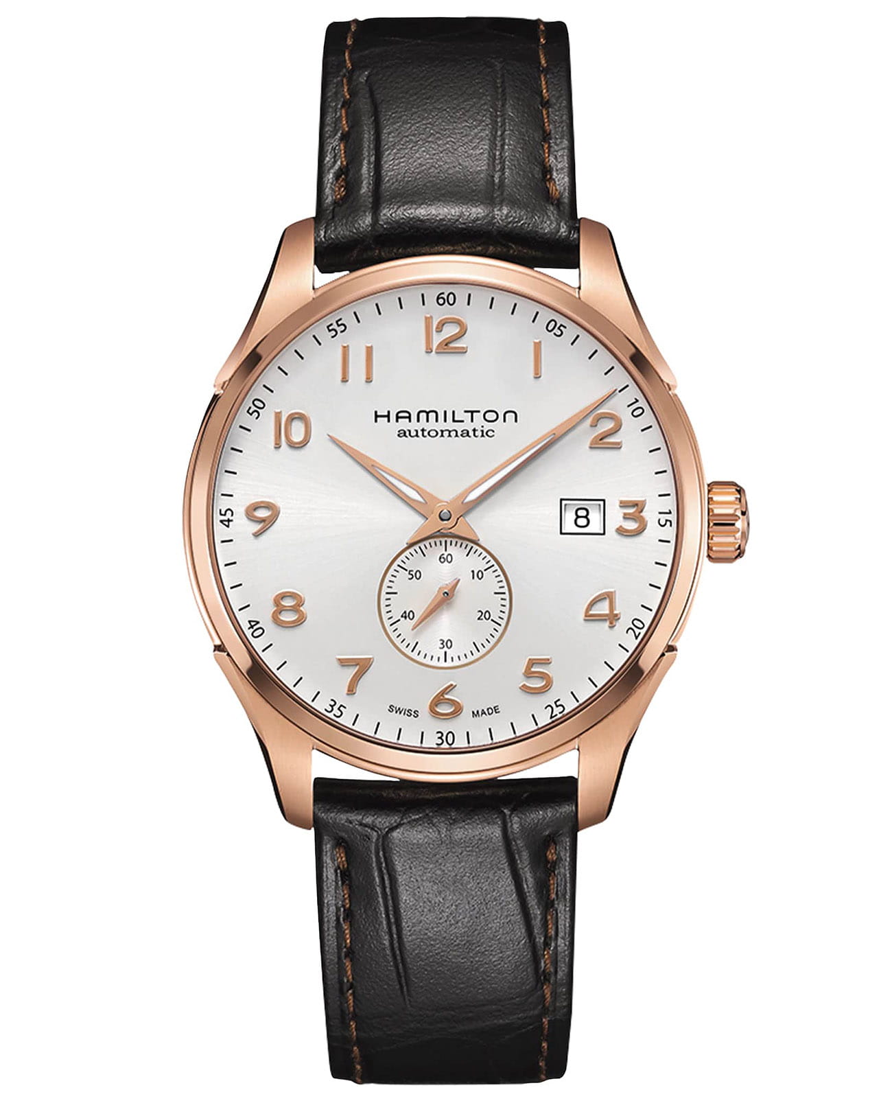 Hamilton Hamilton Jazzmaster Maestro Small Second Auto H42575513  H42575513 механические мужские часы серый циферблат, браслет кожаный — вид спереди