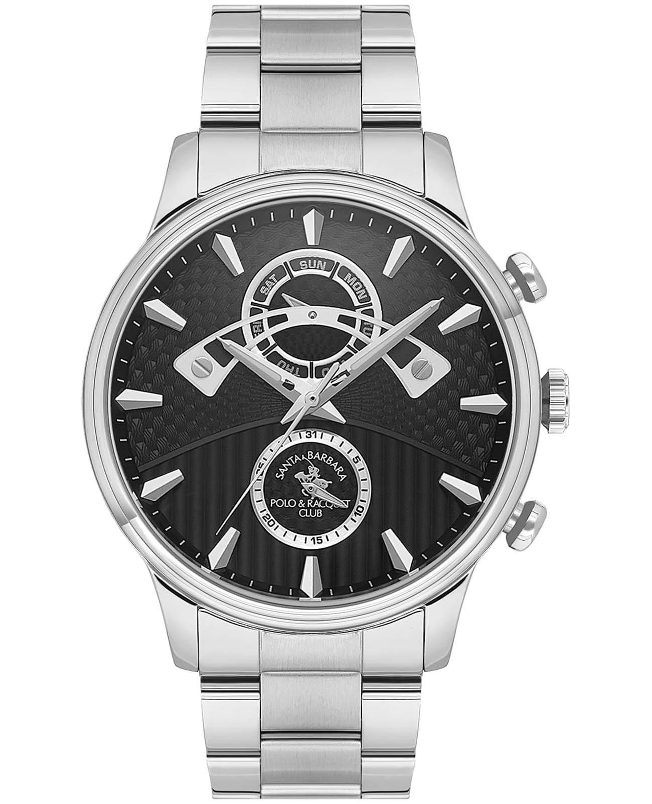 Santa Barbara Polo & Racquet Club Santa Barbara Polo & Racquet Club Legend SB.1.10592-1  SB.1.10592-1 кварцевые мужские часы черный циферблат, браслет нержавеющая сталь — вид спереди