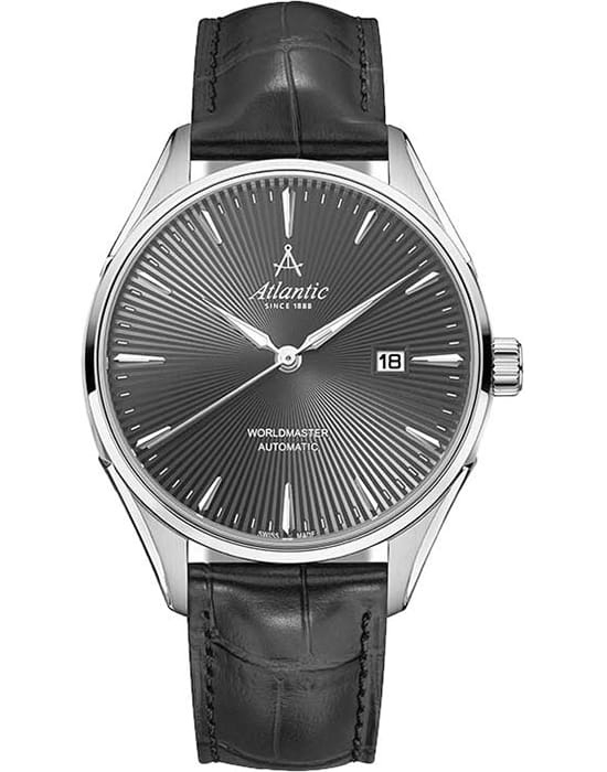 Atlantic Atlantic Worldmaster 1888 52759.41.41S  52759.41.41S механические мужские часы черный циферблат, браслет кожаный — вид спереди