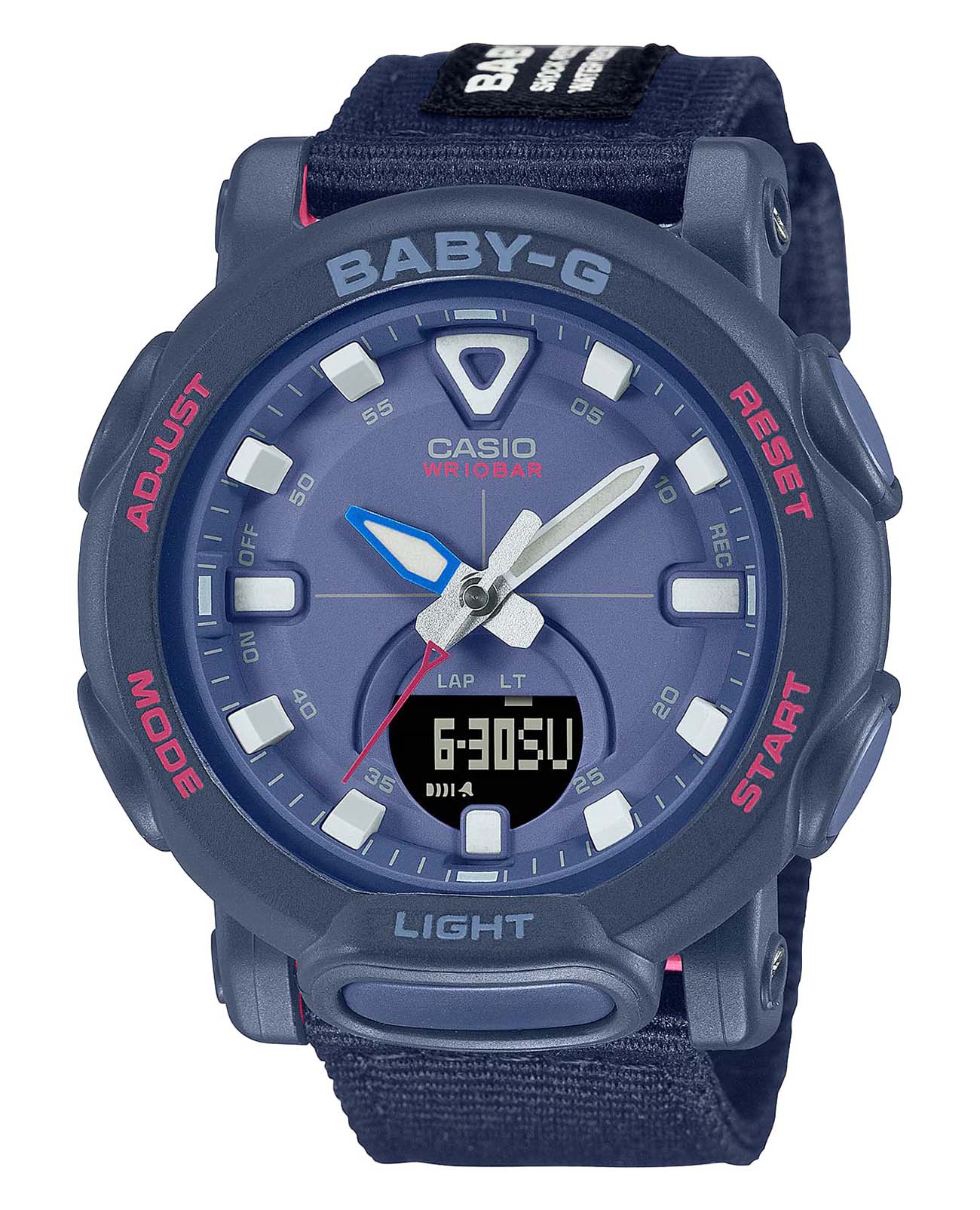 Casio Casio Baby-G BGA-310C-2A  BGA-310C-2A кварцевые женские часы синий циферблат, браслет тканевый — вид спереди