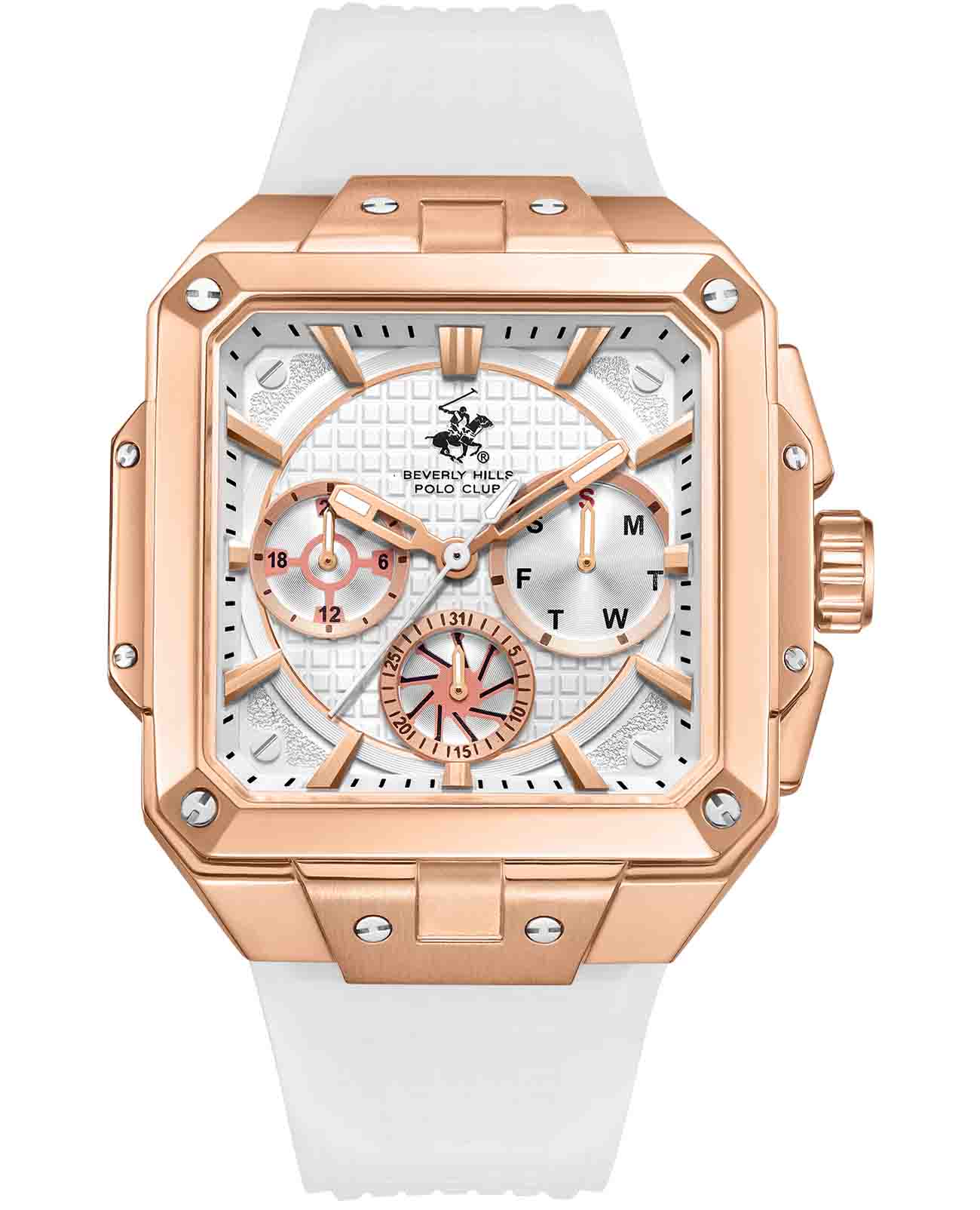 Beverly Hills Polo Club Beverly Hills Polo Club BP3742X.433  BP3742X.433 кварцевые мужские часы белый циферблат, браслет каучук — вид спереди
