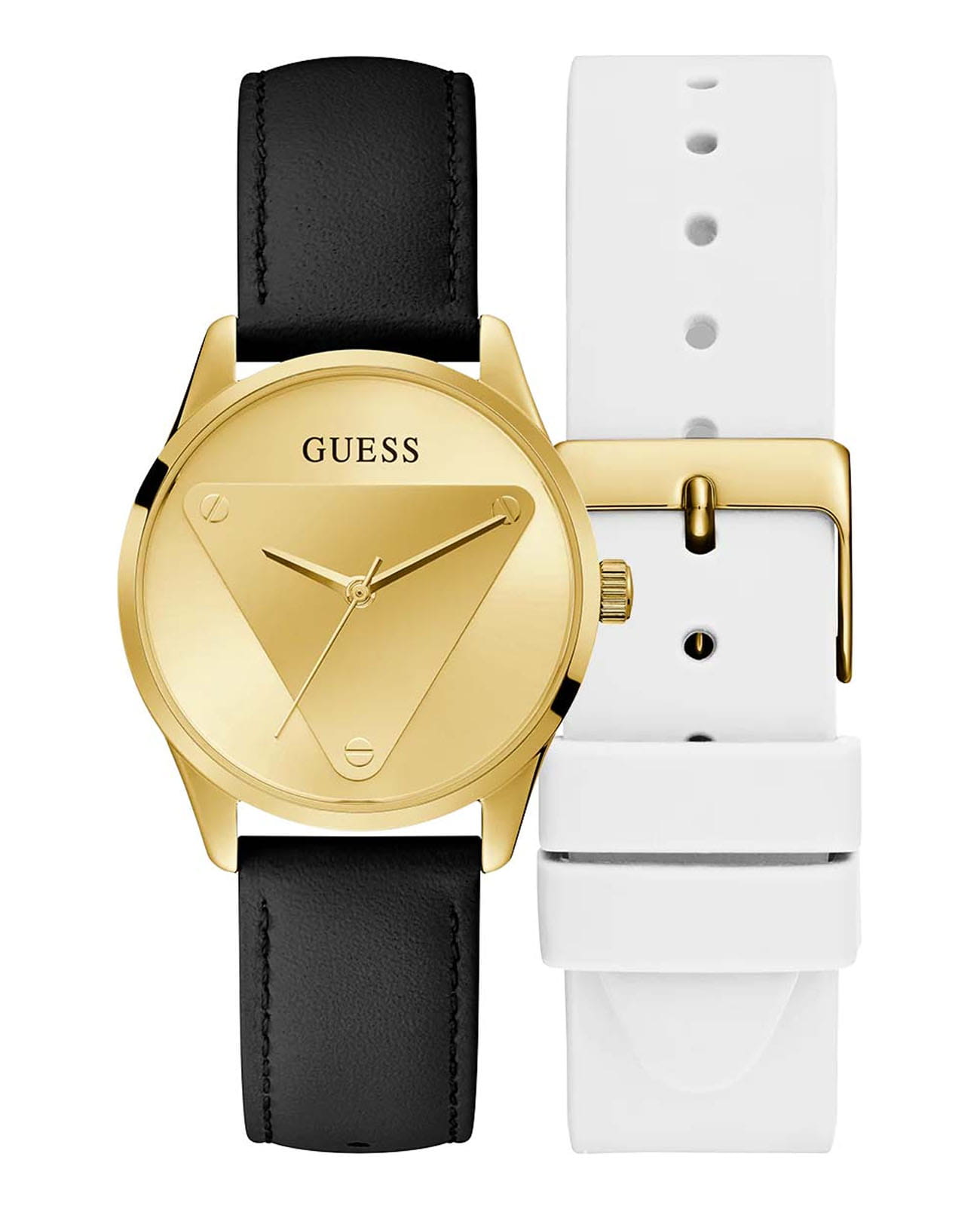 Guess Guess Trend GW0642L1  GW0642L1 кварцевые женские часы золотой циферблат, браслет кожаный — вид спереди